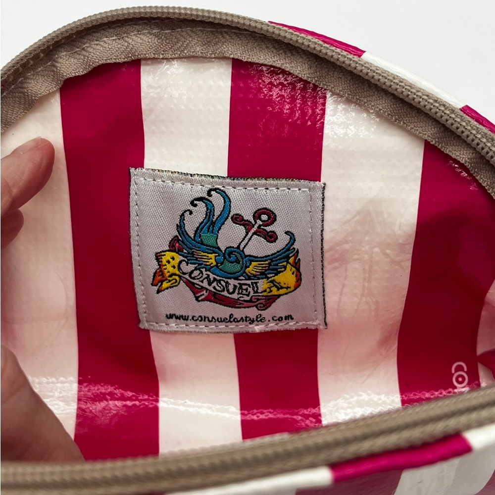 Rare Consuela Hot Pink & White Striped Cosmetic Pouch